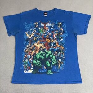Vintage Y2K Marvel Mad Engine Superheroes T-shirt Size M Hulk Thor X-Men Avenger